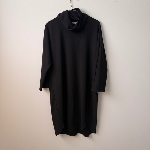 Halston Cowl Neck 3/4 Length Sleeve Dress - Black - Picture 1 of 4